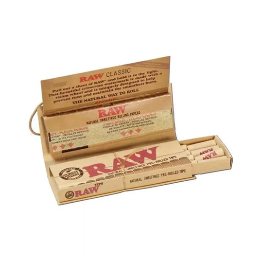 RAW CLASSIC CONNOISSEUR KINGSIZE SLIM + PRE-ROLLED TIPS